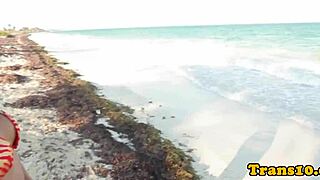 bikini latina tranny sucks monster cock for facial cumshot