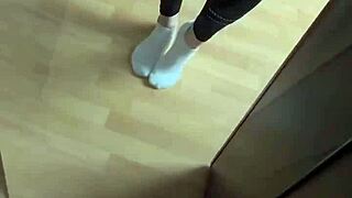 good morning... sniffing her smelly white socks fetish 😍👃