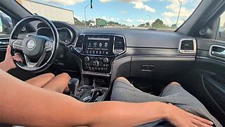 Messy Handjob Delivers Huge Driving Cumshot