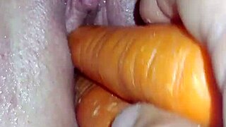 Carrots Stuffed Deep in Her Pussy!