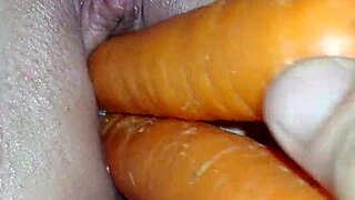 Carrots Stuffed Deep in Her Pussy!