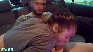 sexy young latina student blows uber driver then creampie car voyeur