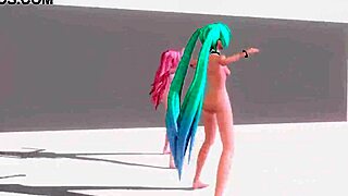 Hatsune Miku and Luka Worlds End Dancehall Nude Mod Bouncing Big Tits Ass Goddess!