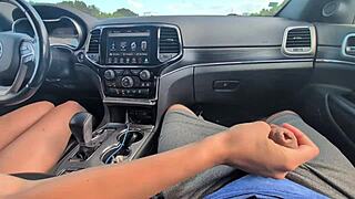 Messy Handjob Delivers Huge Driving Cumshot