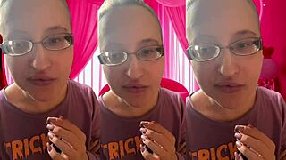 asmr glasses girl bursts bubblegum bubbles in headphones
