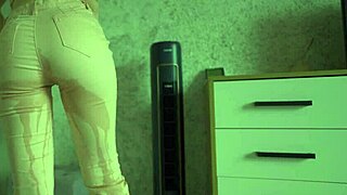 Sexy amateur babe wets jeans panties in desperation pee homemade video