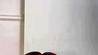 Chained Ebony Cums Hard Fucking Big Black Dildo