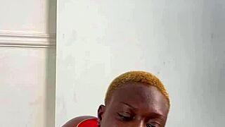 Chained Ebony Cums Hard Fucking Big Black Dildo