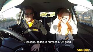 British Ginger Ella Hughes Fucked Hard in Perfect Pussy During Driving Lesson!