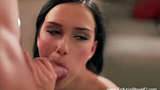 beautiful milf gives erotic deepthroat handjob ending in hot facial cumshot