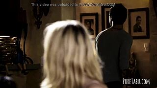 blonde gets bent over for intense double penetration threesome