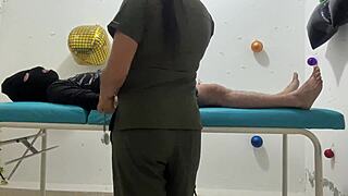 Hot latina nurse deepthroats patient's cock then rides big ass cowgirl in hospital