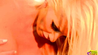 Two blonde bimbos share lesbian playtime