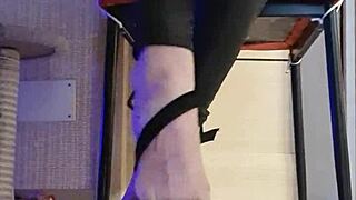 damn this dirty british slut in leggings fingers her feet in shower