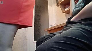 he jerks off fully clothed in kitchen hiding from stepmom