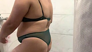 wanna see my stepmom's wet pussy and big ass in shower hidden cam?