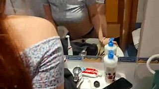Fucking The Mother-In-Law In The Toilet With Muscular Bodybuilder