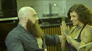 tattooed rocker pounds girlfriend's huge ass and big clit hard