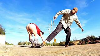 Curvy big ass housewife slut in miniskirt flashes spreads and humiliates her asshole outdoor publicly