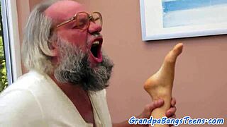 cute eurobabe rides grandpa hard before he creampies her deep