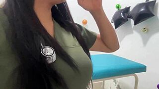 Hot latina nurse deepthroats patient's cock then rides big ass cowgirl in hospital