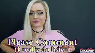 Stunning blonde Kelsey Starlette rams dildo deep in pussy then takes hard fucking