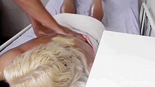 blonde wife gets oiled massage then fucked doggystyle