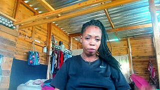 overwhelmed by big black ass ebony mama's soft natural tits teasing through torn leggings