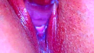 Whoa this teen babe's puffy shaved pussy slides on glass dildo sensually! 😍💦🔥