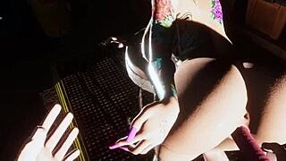 i'm like totally checking out this hot girl in the garage during cyberpunk vr sex game