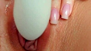 pink pussy girl masturbates to intense close-up orgasm squirt