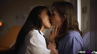 doctor vicki chase seduces nurse sinn sage's romantic side in steamy hospital tribbing kiss