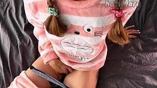 petite teen fingers small tits pussy to orgasm!