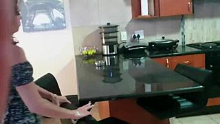 Petite Upskirt Pussy Flashing Smoking Legs Spread Countertop