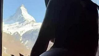 Brunette Hotwife Fingers Pussy and Squeezes Big Tits for Stranger Viewers Outdoors