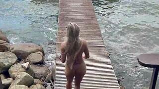 she slips into a daring micro bikini for the beach