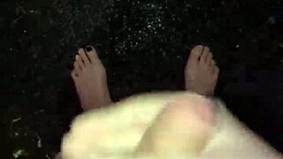 Rain-Soaked Outdoor Masturbation Teases Hidden Monster Cock Desires