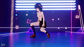 chinese usa girl dances seductively in mmd animation showing off her exotic moves