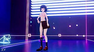 chinese usa girl dances seductively in mmd animation showing off her exotic moves