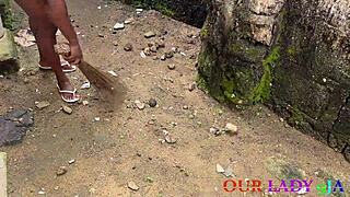 heart pounding outdoor chair fuck with my naughty uganda girl squirting wet on first naija trip