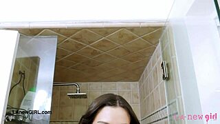 fierce classy brunette bombshell strips down after steamy shower photoshoot on sofa