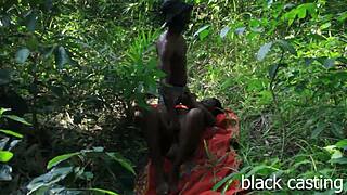 farmers caught skinny petite ebony teen with small waist taking big black cock outdoors