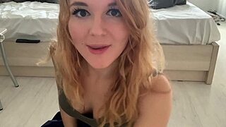 Daddy's chubby girl squirts huge from toy in miniskirt!