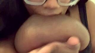 i can't stop staring at these huge natural boobs self-sucking like crazy