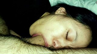 hey cutie latina gives super deepthroat blowjob pov with cum in mouth closeup