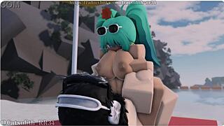 brazilian miku rides deepthroat fucks doggystyle cowgirl on beach roblox game beach bang