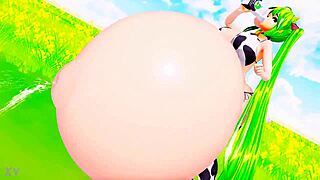 Ever wonder how cow cosplay milks belly expansion and huge tits in cowgirl ride?