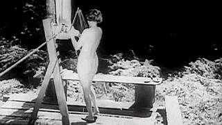 dark lantern brings back hairy vintage girls posing nude in wild nature spots