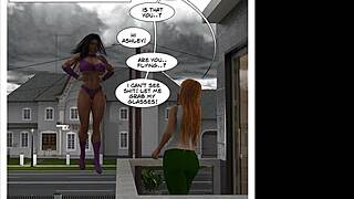 muscular female bodybuilder grows in crossdressing superhero comic transformation