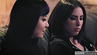 My probation officer joins kissing licking our pussies in office taboo threesome